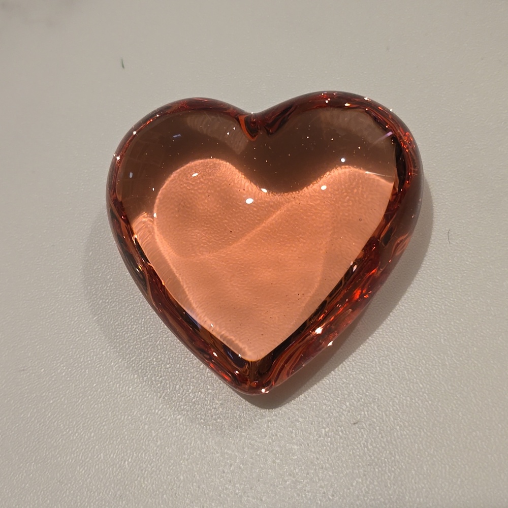 Heart Glass Paperweight with Red Felt Heart Accents - Picture 2 of 3